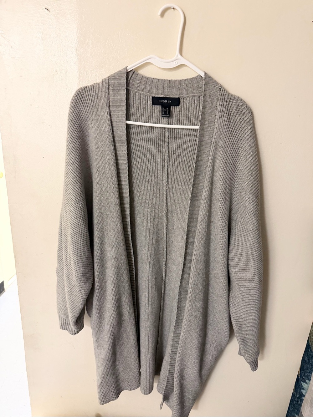 Forever 21 Heather Gray Open-Front Ribbed Cardigan